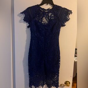 Main Strip Royal Blue Lace Dress